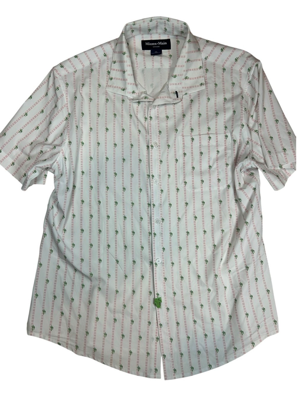 Mizzen+Main Leeward Cactus Print Short Sleeve Button Down Shirt Men's Large EUC